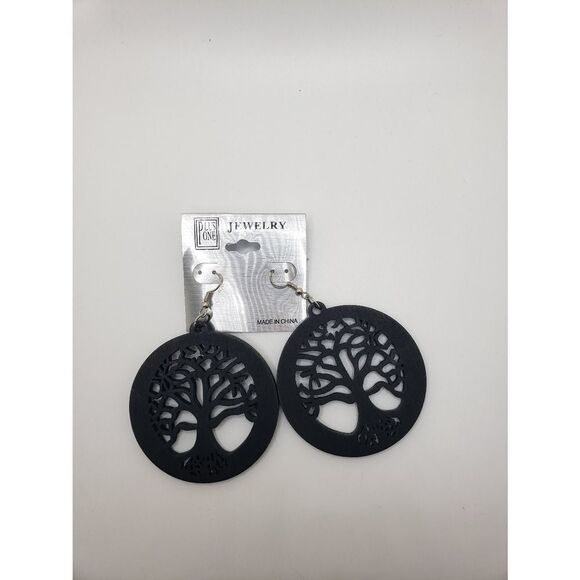 Boho tree of life wooden handmade earings - Picture 1 of 3
